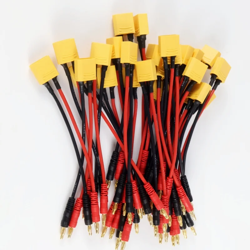 

3/6 шт. 15 см 14AWG XT90 зарядный кабель с разъемом 4.0 мм (банан) из силиконового провода для LiPo аккумуляторов