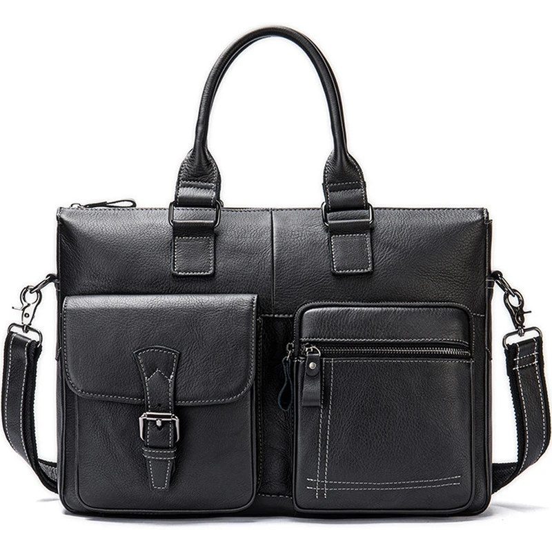 

2025 New Men's Genuine Leather Briefcase Large Capacity Multi-Pocket Handbag for Business Daily Commuter Office Work
