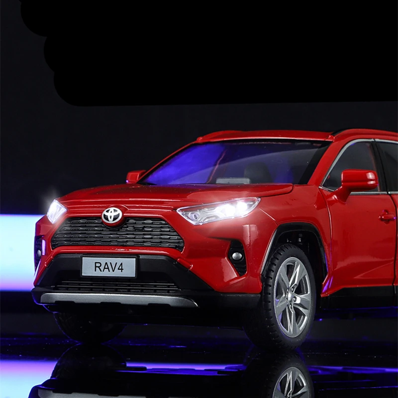 1:24 Toyotas RAV4 SUV Alloy Car Model Diecasts Metal Toy Vehicles Car Model Sound and Light Simulation Collection Childrens Gift