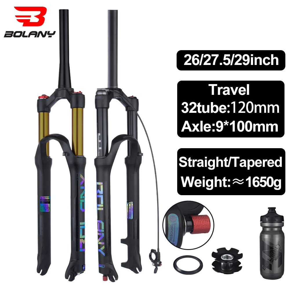 

Bolany Bicycle Air Fork Rebound Adjustment MTB Suspension 26/27.5/29 Straight/Tapered RL/LO Mountain For Bike Quick Release