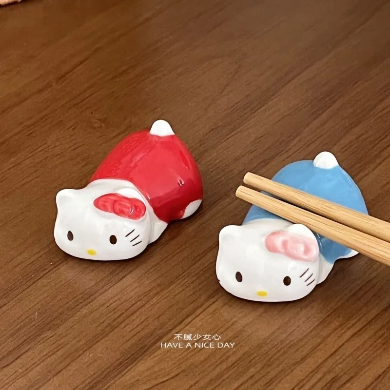 

Hello Kitty Ceramic Chopstick Holder Cute Creativity Underglaze Colour Utensil Rack Fashion Exquisite Personality Pen Rack
