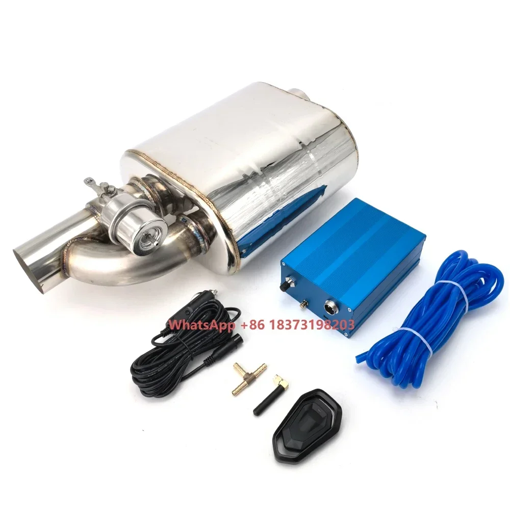 

Universal 2.5 Inch Remote Controls Vacuum Exhaust Valves Electric Stainless Steel Turbo Sound Wave Valved Muffler Set