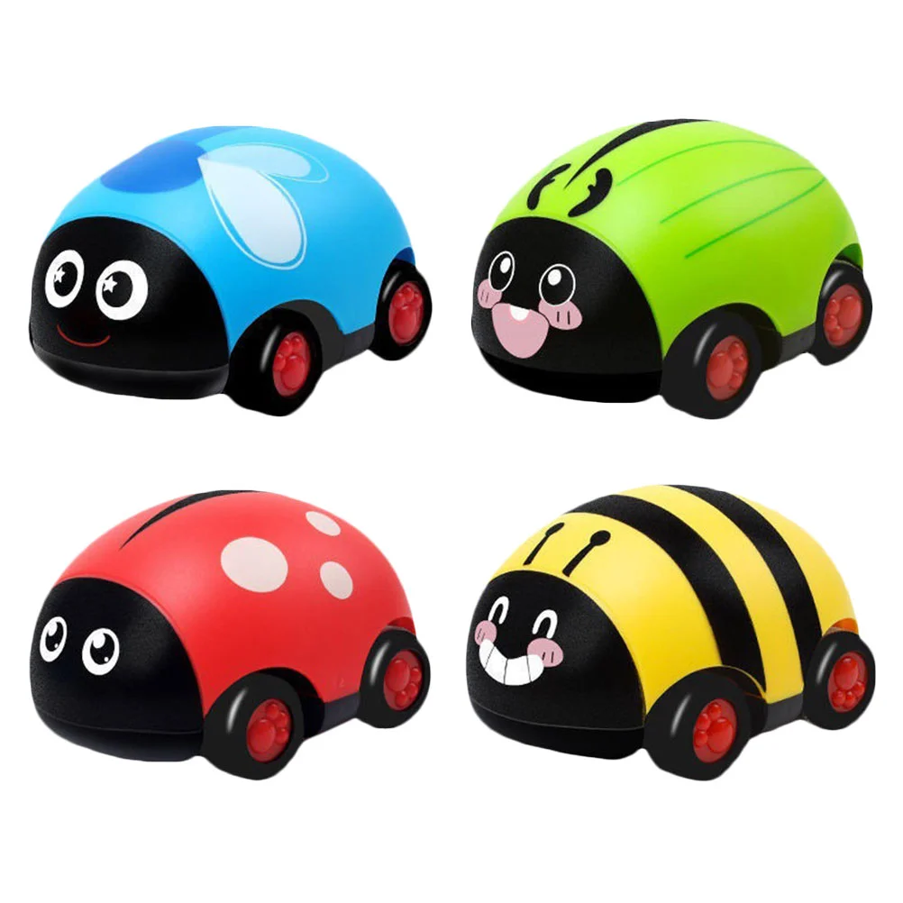 4 Pcs Ladybug Pull Back Car Aerator Scooter Stuffed Rabbit Vest Mini Toys Shaped Vehicle Practical Kids Taste Child