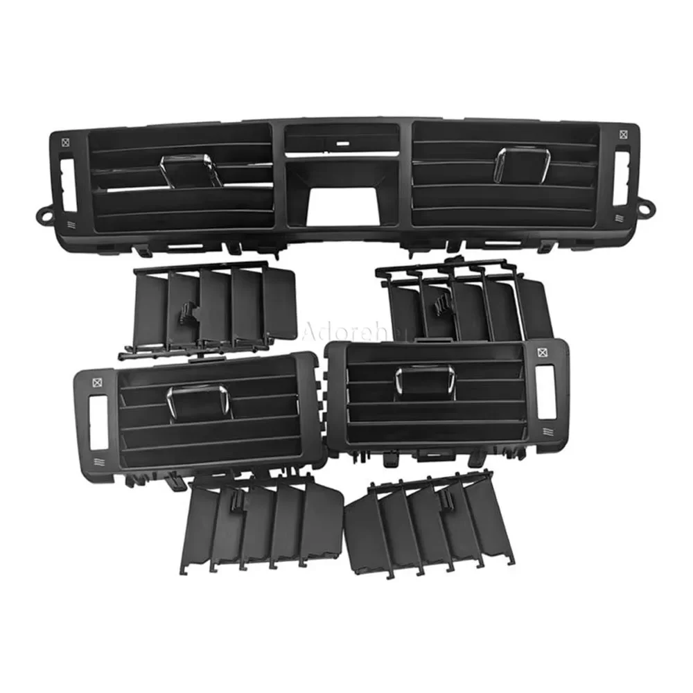 Black Fit For Toyota 12th‑generation Crown GRS182 2005-2009 Car Air Conditioning Vent Frame& Fan Blades Grille Louver Kit