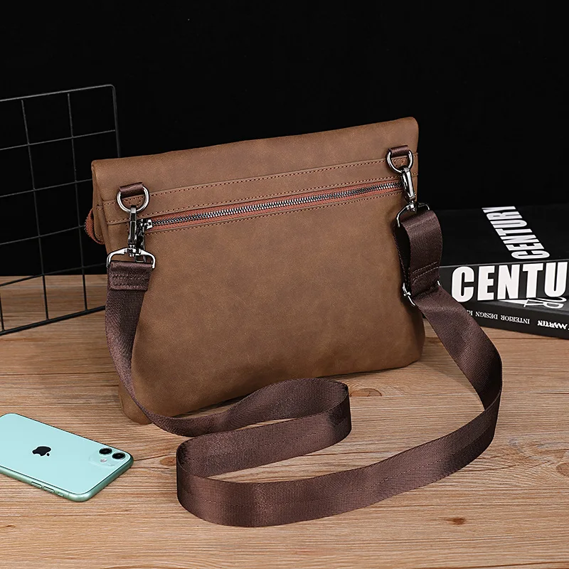 Coffee vintage fashion one-shoulder oblique PU leather crossbody bag