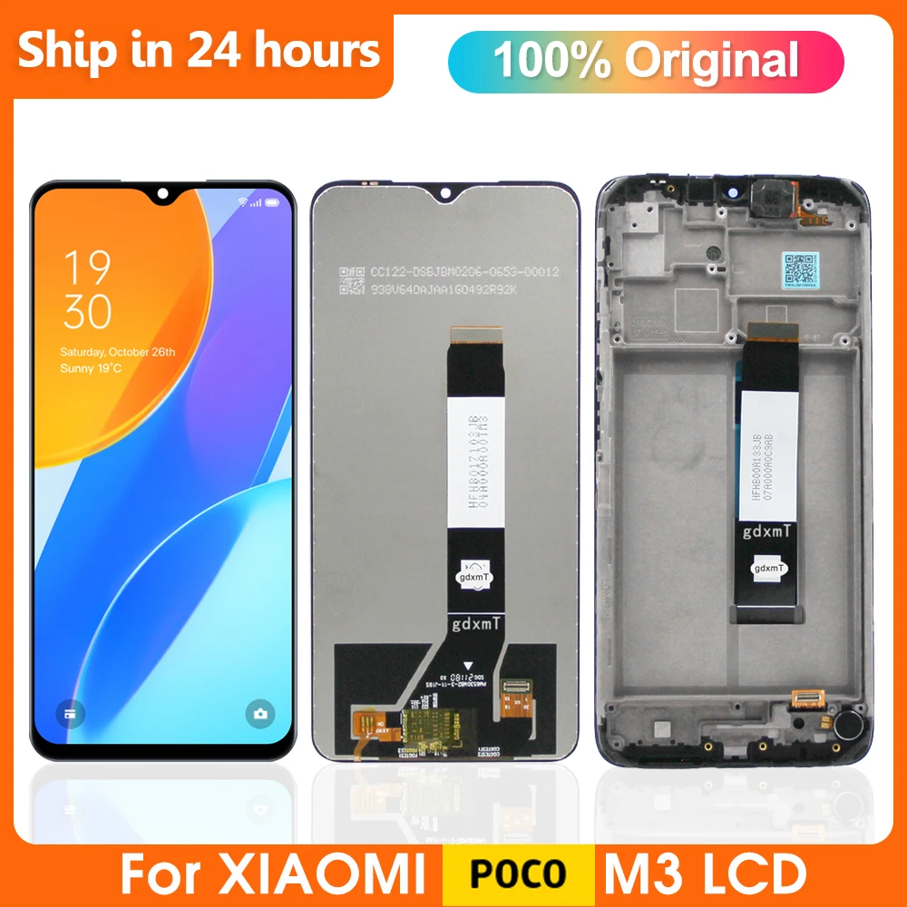 

6.53" Original For Xiaomi Poco M3 LCD Display, Touch Digitizer Assembly with Frame For Poco M3 M2010J19CG, M2010J19CI Screen