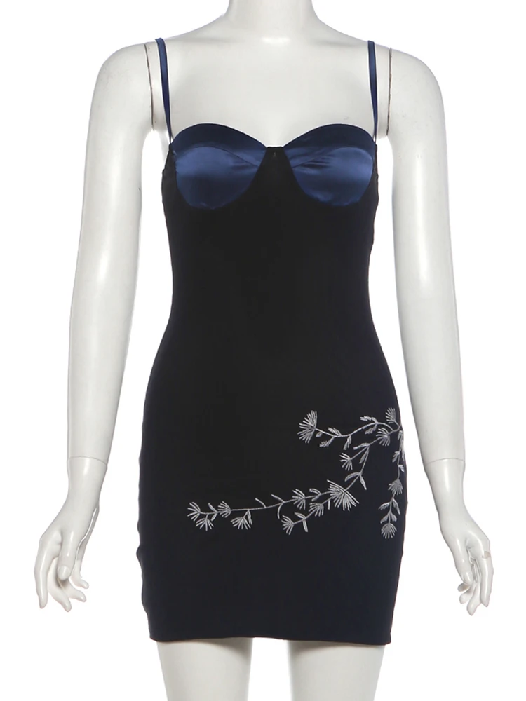 Weird Puss Blumenmuster Damenkleid Patchwork Tiefer Ausschnitt Eng Anliegend Hochelastisch Sexy Party Mitternacht Sommer Mode Mini Bodycon – Detail 7