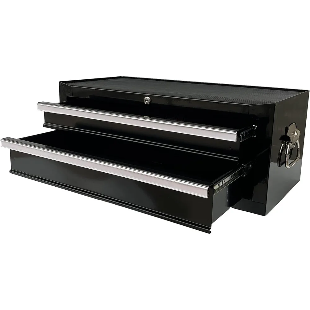 휴대용 2단 서랍 금속 공구함 캐비닛, 볼 베어링 슬라이드 포함, 26인치 수납 솔루션