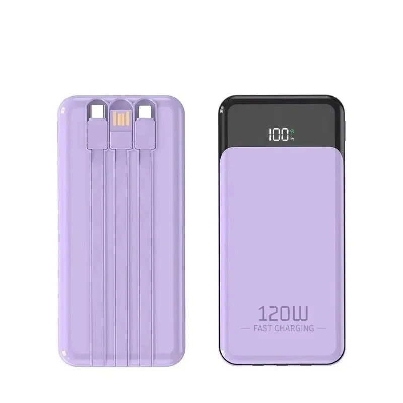 For IPhonei 20000mAh Convenient 120W Built-in Three Wire Suitable Large Capacity Super Fast Charging Mobile Power Bank