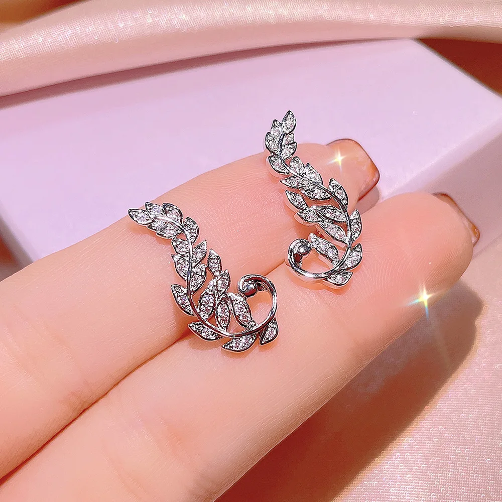 925 Silver Micro zircon Earrings Necklace Leaf Love Heart Zircon Ring Feminine Fashion Three-piece Set Party Birthday Jewelry