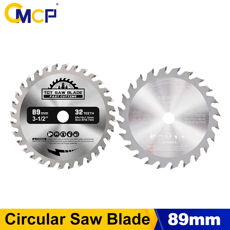 

Пильный диск CMCP 89 мм, 24/32 зуба, твердосплавный, TCT, диаметр отверстия 10 мм, для деревообработки