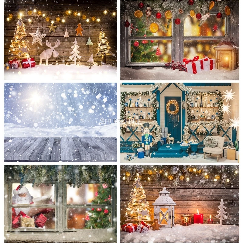 

SHUOZHIKE Christmas Theme Photography Background Christmas tree Gift Portrait Backdrops For Photo Studio Props 2197 DHT-60