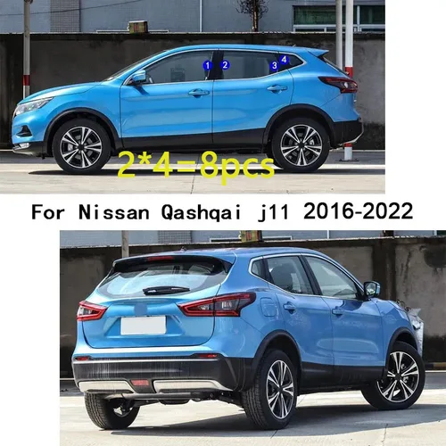 Imagen 2 del producto Pegatina de moldura para puerta y ventana de coche, Material de PC para cubierta de poste de Pilar, para Nissan Qashqai J11, 2016, 2017, 2018, 2019, 2020, 2021, 8 Uds.
