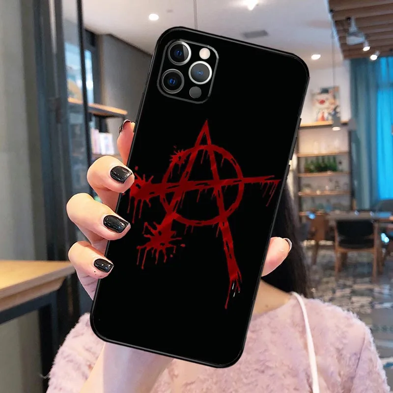 Anarchy Symbol A Phone Case For iPhone 14 15 16 13 12 11 Pro Max mini XR X XS Max Plus Back Cover