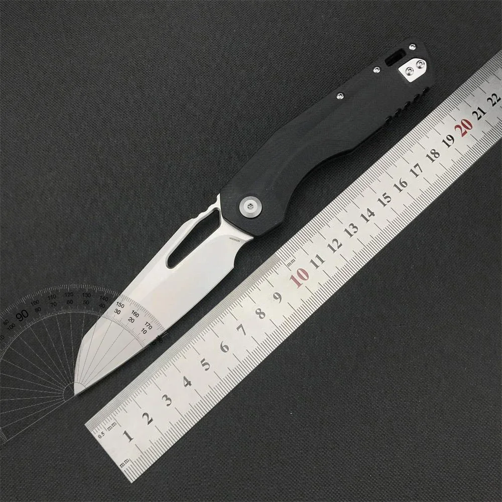 NEW 210T-10P Manual Folding Knife Stonewashed M390MK Sheepsfoot Plain Blade Polymer Handles Outdoor Survival Pocket Utility Tool