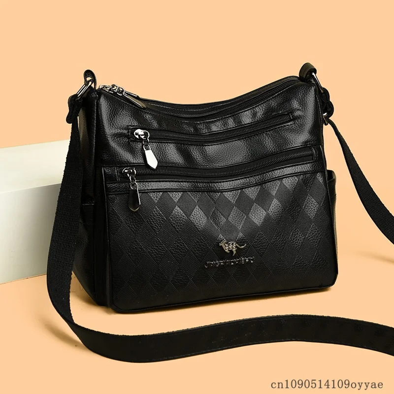 

Casual Style Crossbody Bag Large Capacity Soft PU Leather Mom Bag for Middle-Aged Women Fashionable Single Shoulder Ladies Bag