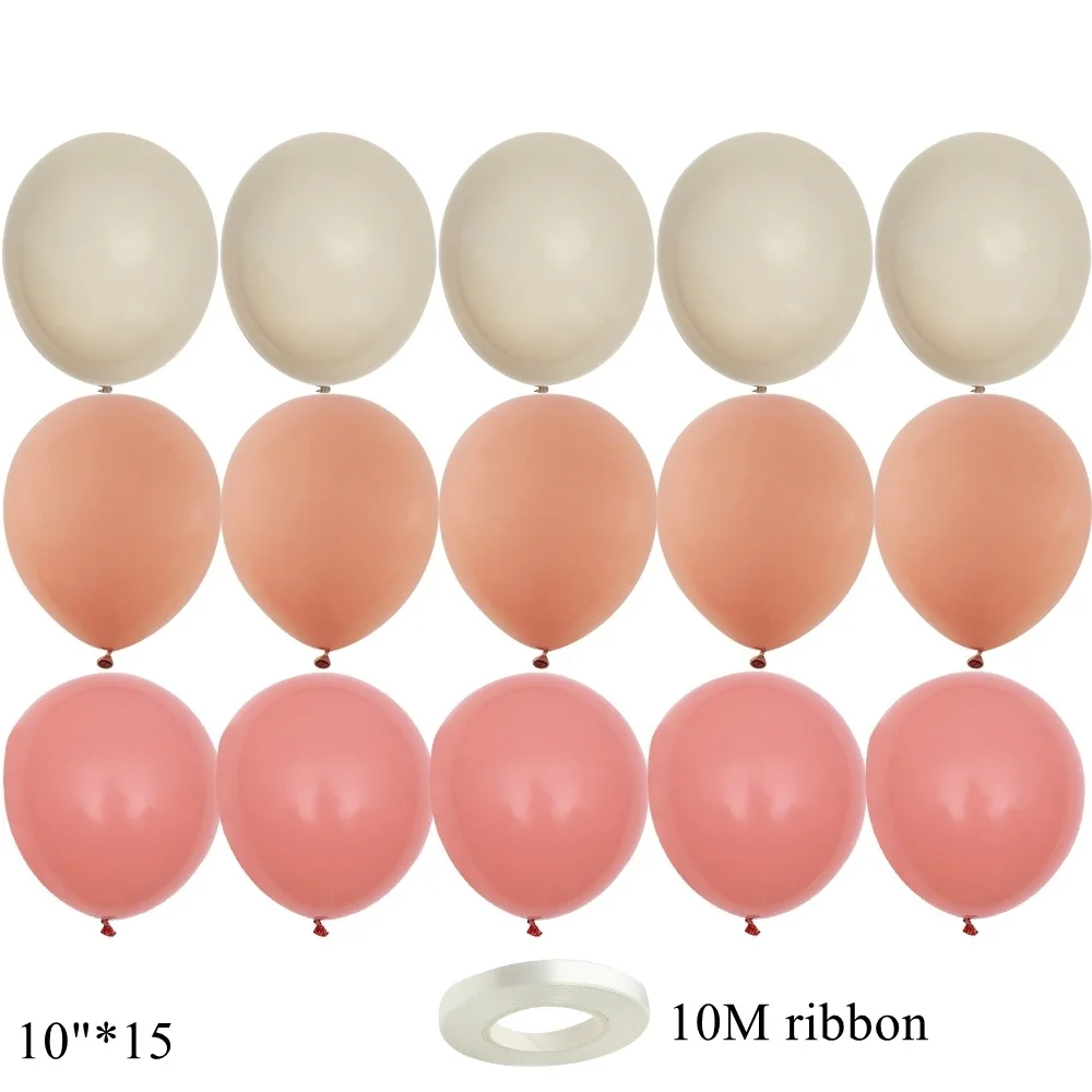 15/20PCS 10inch Vintage Balloon Set Retro Pink Peach Balloons for Wedding Anniversary Decorations Birthday DIY Party Supplies