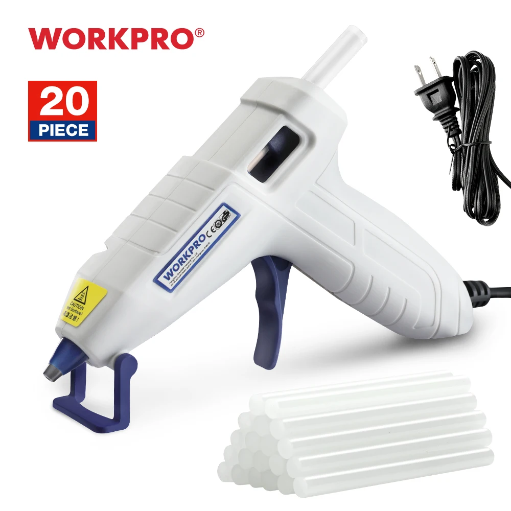 WORKPRO 10W Corded Hot Glue Gun Household DIY Gift Mini Electric Heat Temperature Repair Tool With 20pcs Glue Sticks