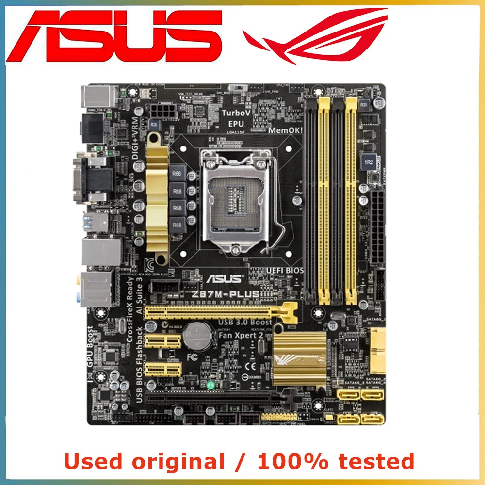 

For ASUS Z87M-PLUS Computer Motherboard LGA 1150 DDR3 32G For Intel Z87 Desktop Mainboard SATA III PCI-E 3.0 X16