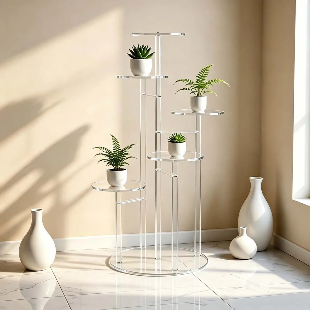Sofa side table, plant stand 6-layer indoor acrylic flower stand