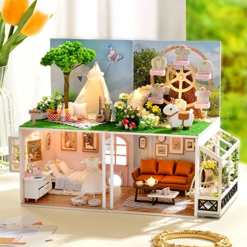 

DIY Miniature House Kit - Customizable "My Small Scene" 3D Stereo Puzzle Building Model Set, Ideal Creative Gift for Handcraft E