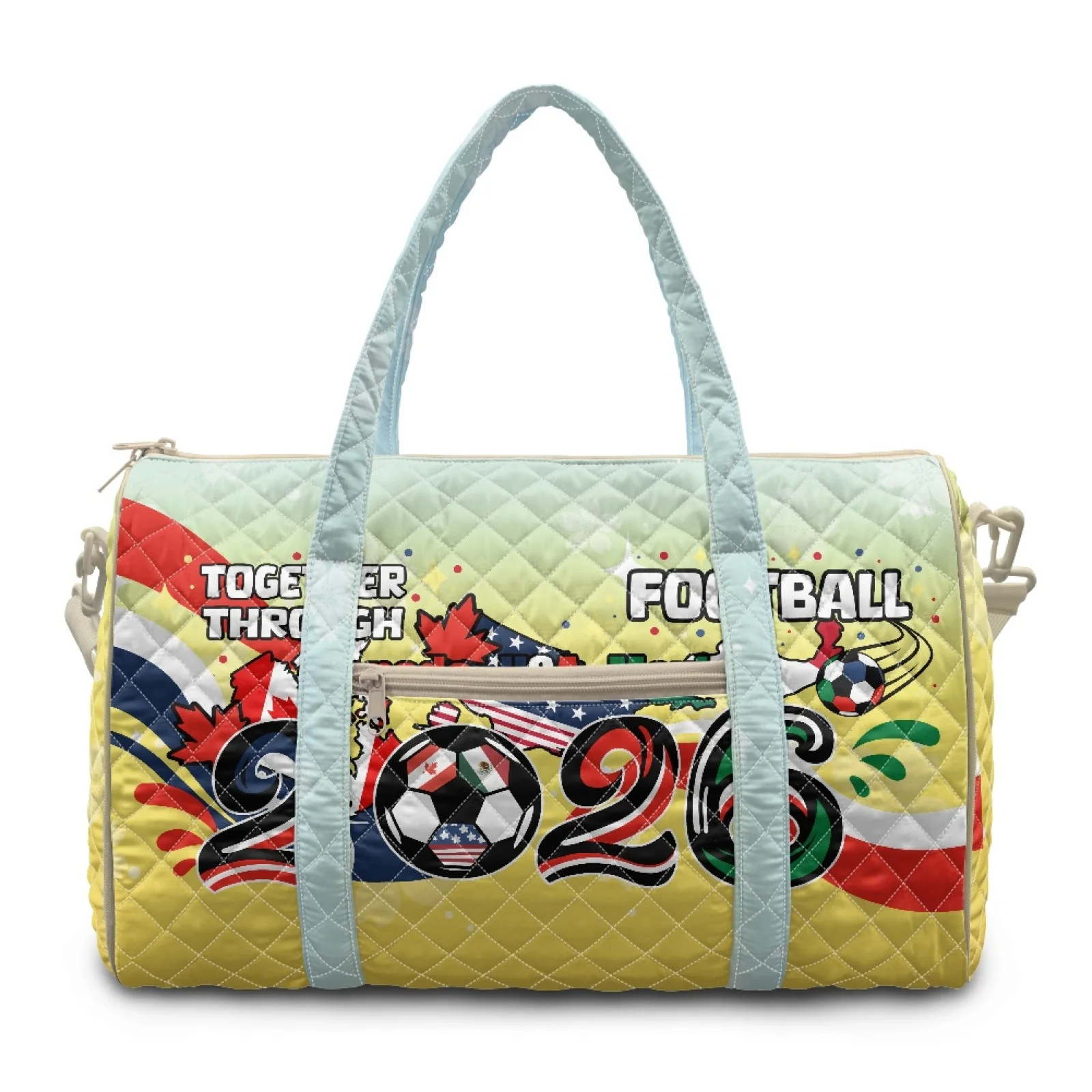 Coloranimal Football Print Large Capacity Quilted Duffle Bag for Womens Easy to Clean Carry-On Travel Bag New Trend
