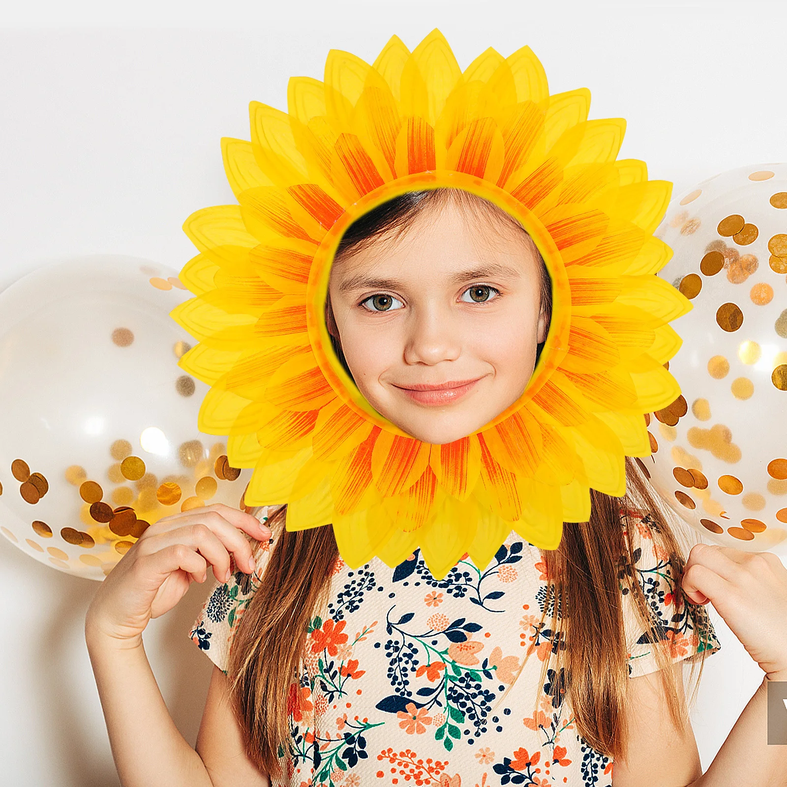 Copricapo di girasole per bambini, costume di Halloween, cappello, vestito operato, per ragazze e cani, accessorio per feste con piante in tessuto di seta