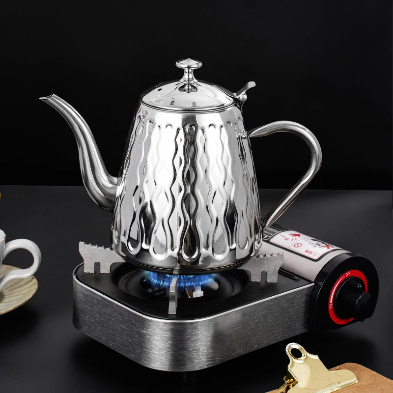 1.8L Tea Pot with Filter Gold Thicker Stainless Steel Water Kettle Hotel Coffee Pot Restaurant Induction Cooker Tea Kettle