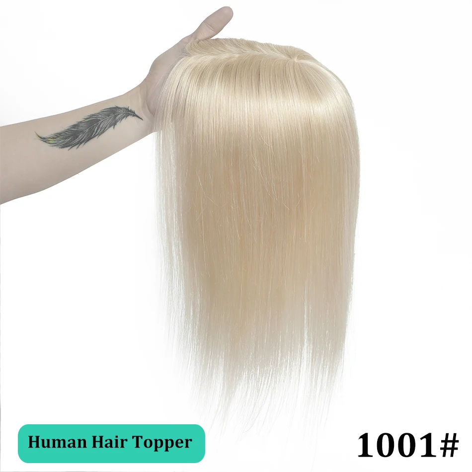 10-18 Inches Hair Topper with Clips 100% Remy Human Hair Toppers For Thin Hair Natural Color Clip In One Piece Hair Extensions