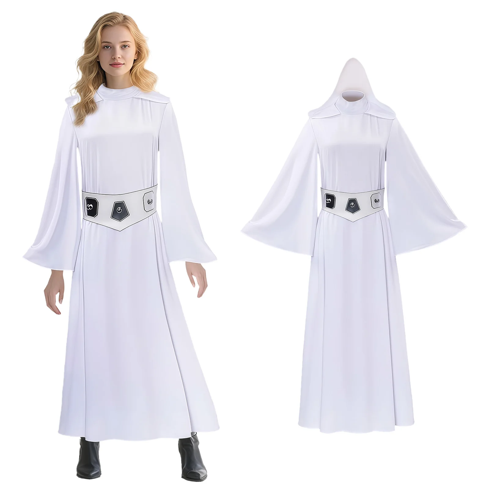 

Leia Cosplay Costume Princess White Robe Dress Women Disguise Clothing Halloween Carnival Suit For Adult