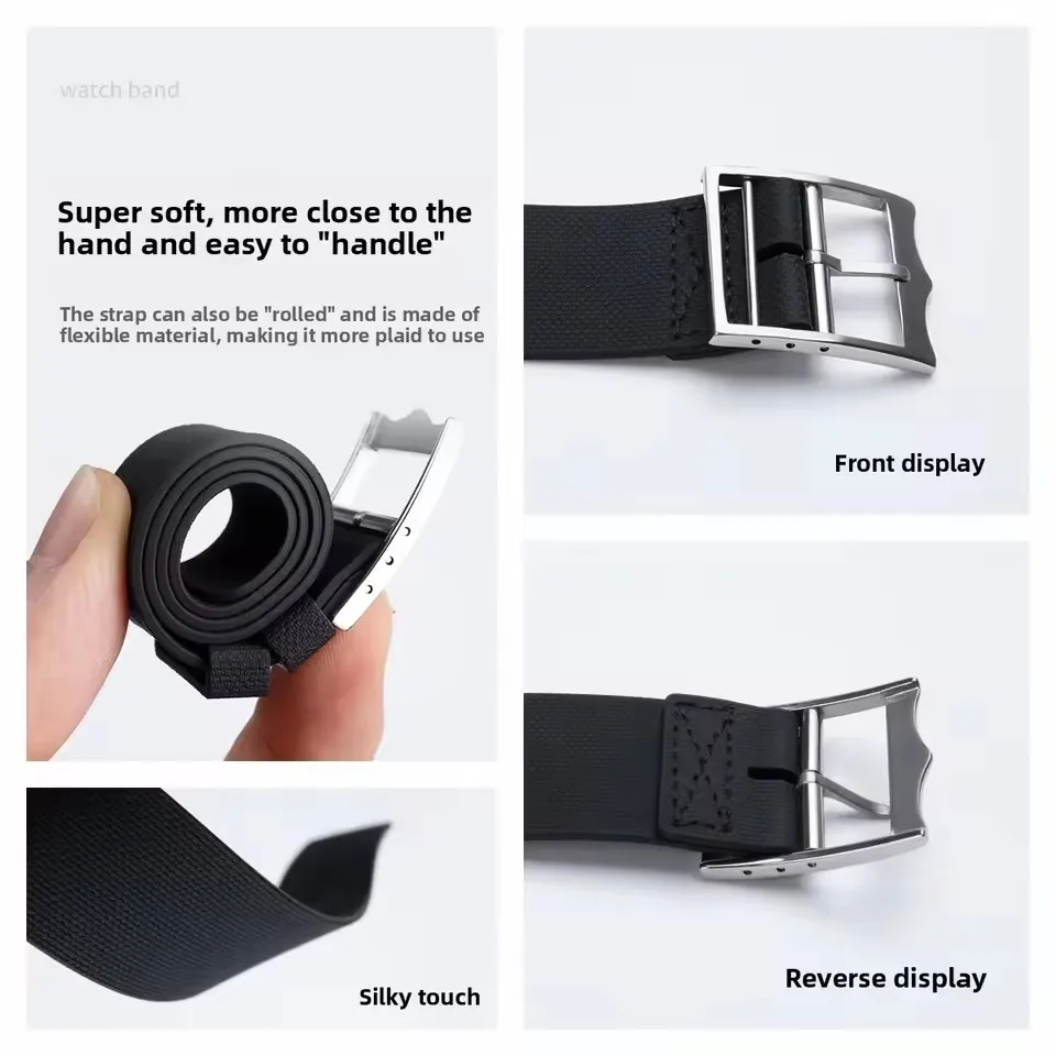 FKM Fluororubber Watchband 20mm 21mm 22mm Durable Military Wristband For Tudor BlackBay Rolex Omega IWC Longines For NATO Strap - view 4