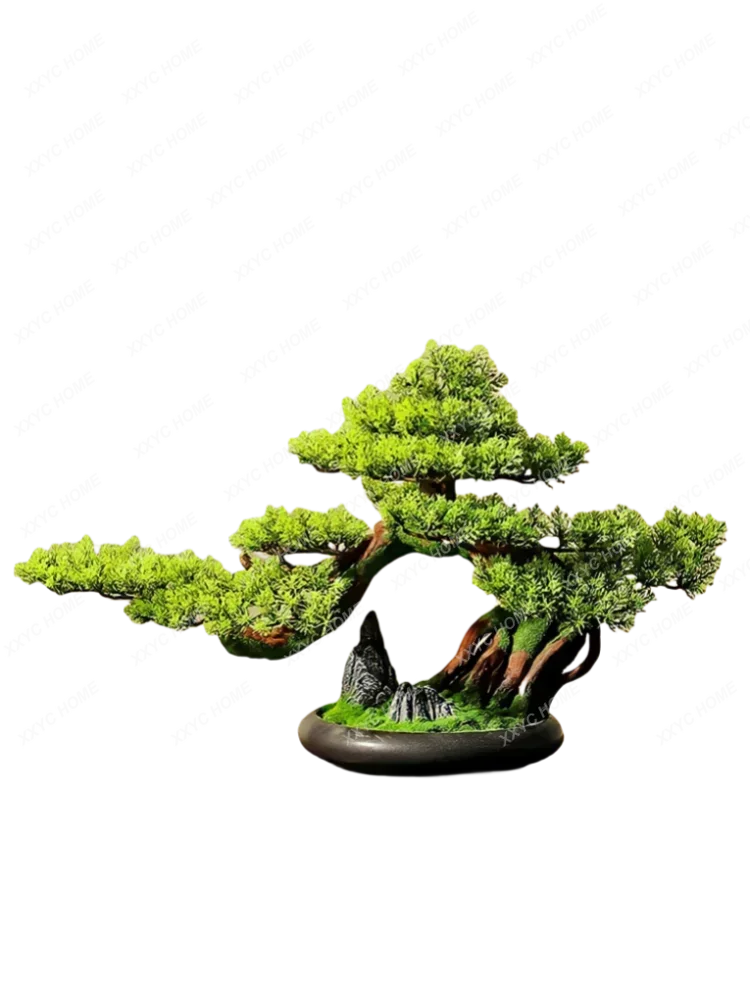 Living Room Artificial Greeting Pine Bonsai Green Plant Decorations Home Indoor Soft Decoration Ornaments