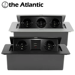 Countertop Socket Aluminum EU Standard With USB Hidden Type Table Socket Popsocket Office Kitchen Cabinet Desktop Outlet