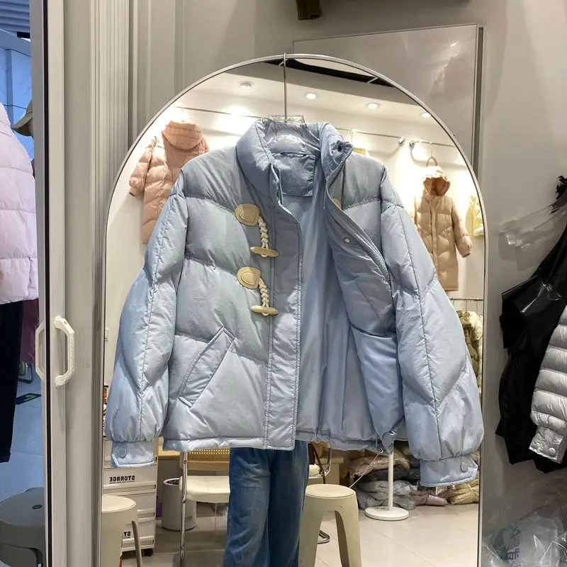 Winter New Women's Down Jacket Commuter Stand Collar Horn Button Jacket