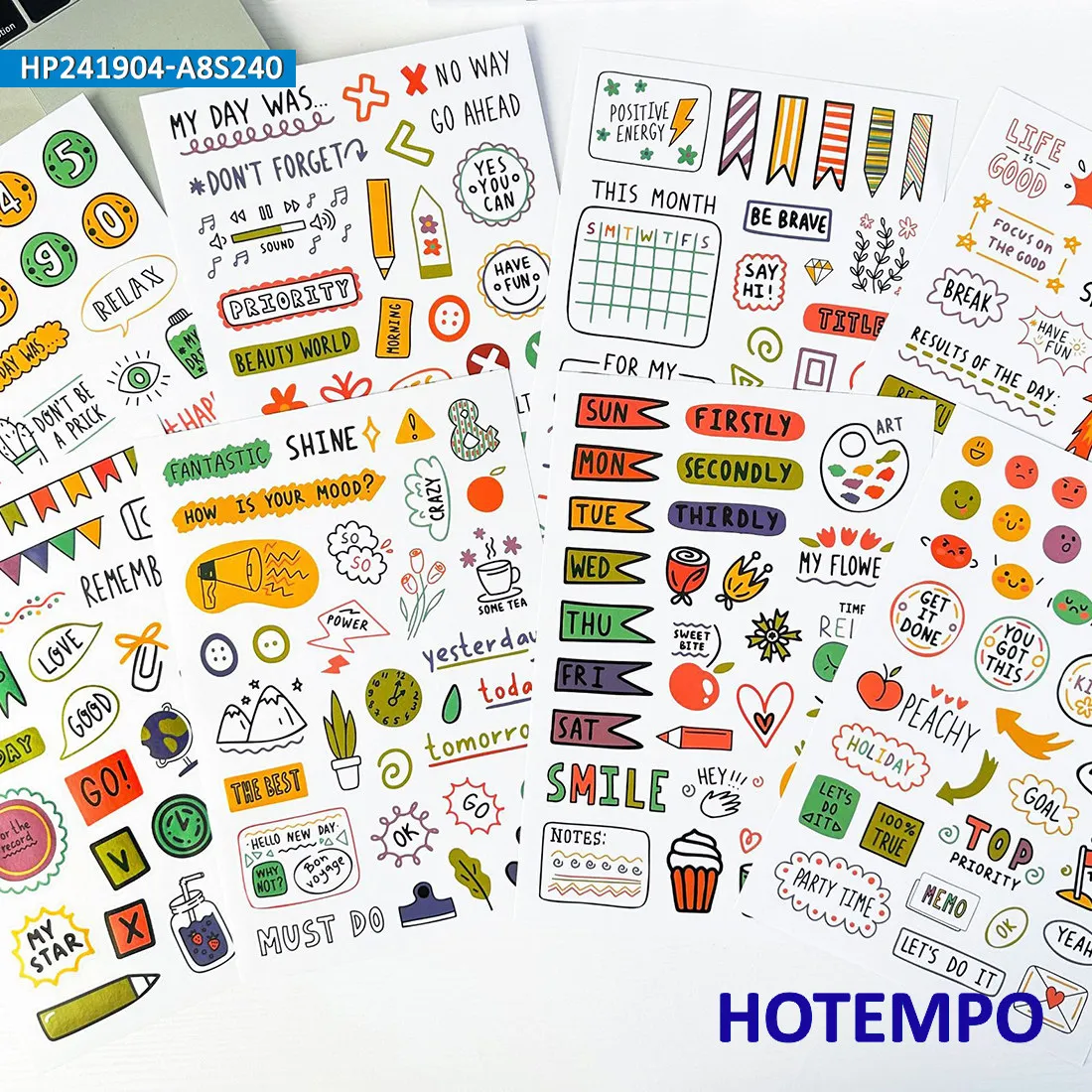 240 Stuks, Scrapboek, Te Doen Plan, Cartoonstijl, Grappige graffiti, Planner Stickers, voor Telefoon, Dagboek, Werk, Leren, Sorteren, Markeren, Notitieboekjes, Glas, Laptop Stickers, Speelgoed