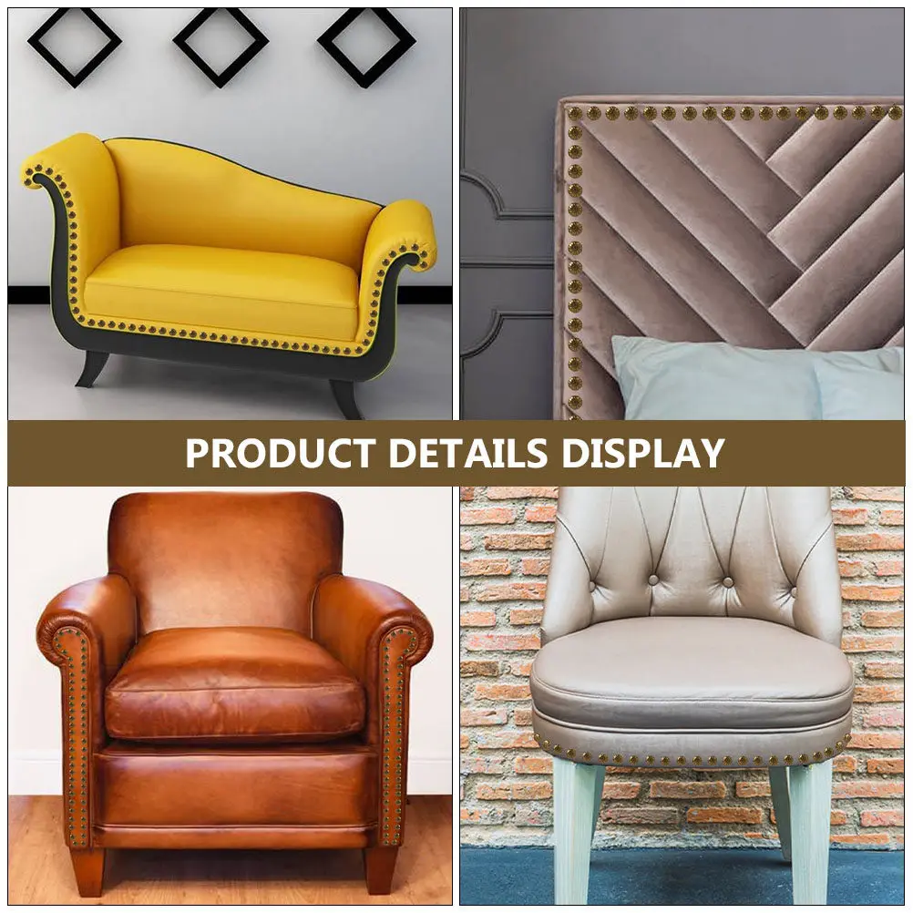 

300Pcs Strong Iron Upholstery Tacks Finish Round Shape Decorative Tacks for Sofa Chair Bed Cork Board Decoration