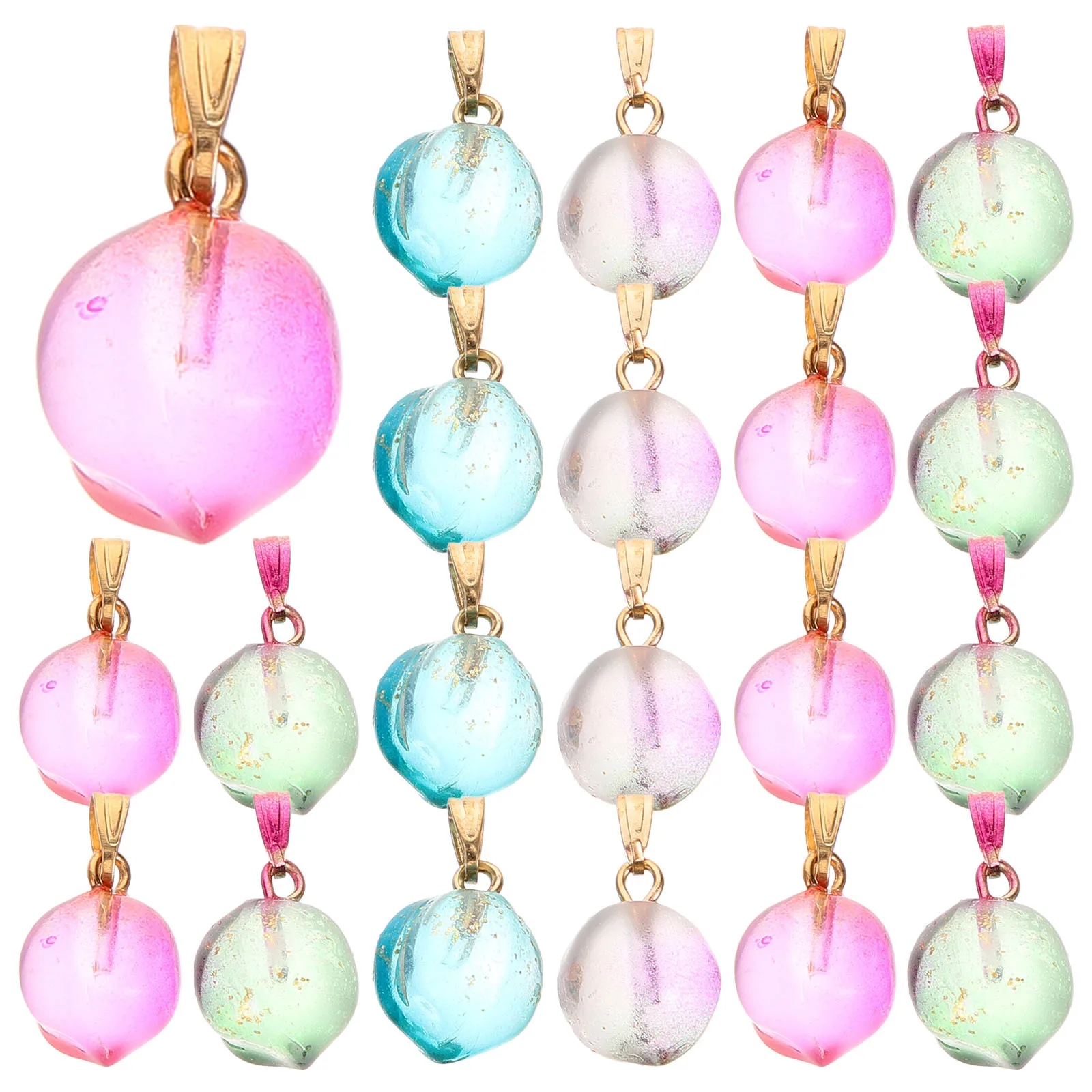 

20Pcs Glass Peach Necklace Ornaments Durable Handmade Pendants Lightweight Glass Charms for DIY Craft Decorations