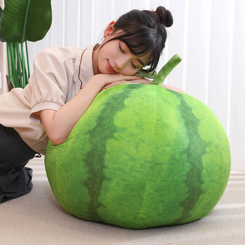 Almohada de felpa de simulación de sandía para niños, cojín de plantas de peluche, sandías de frutas, juguetes suaves, decoración del hogar, 12-40cm