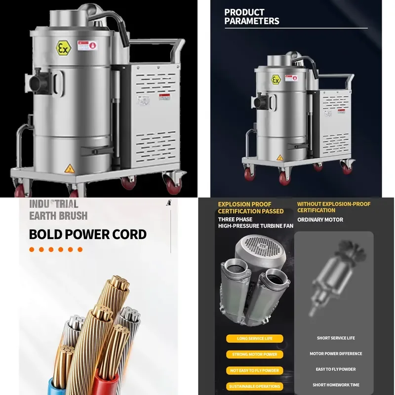 3000W 90L Explosion Proof Industrial Vacuum Cleaner for Pharmaceutical Powder Chemical Plant Safety Compliance