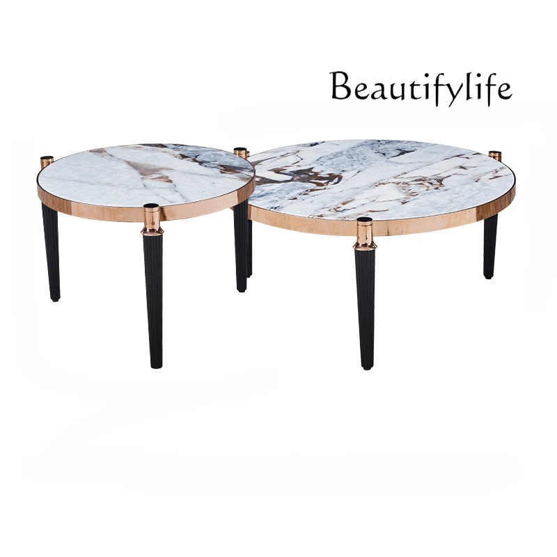 

Light Luxury round Tea Table Large Apartment Living Room Minimalist Tea Table Italian Size round Tea Table Combination