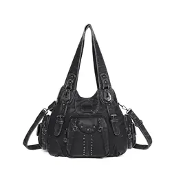 Angel Kiss Women's Fashion Shoulder Bag PU Leather Handbag Large Capacity Satchel Vintage Female Shoulder Bag Phone Pouch