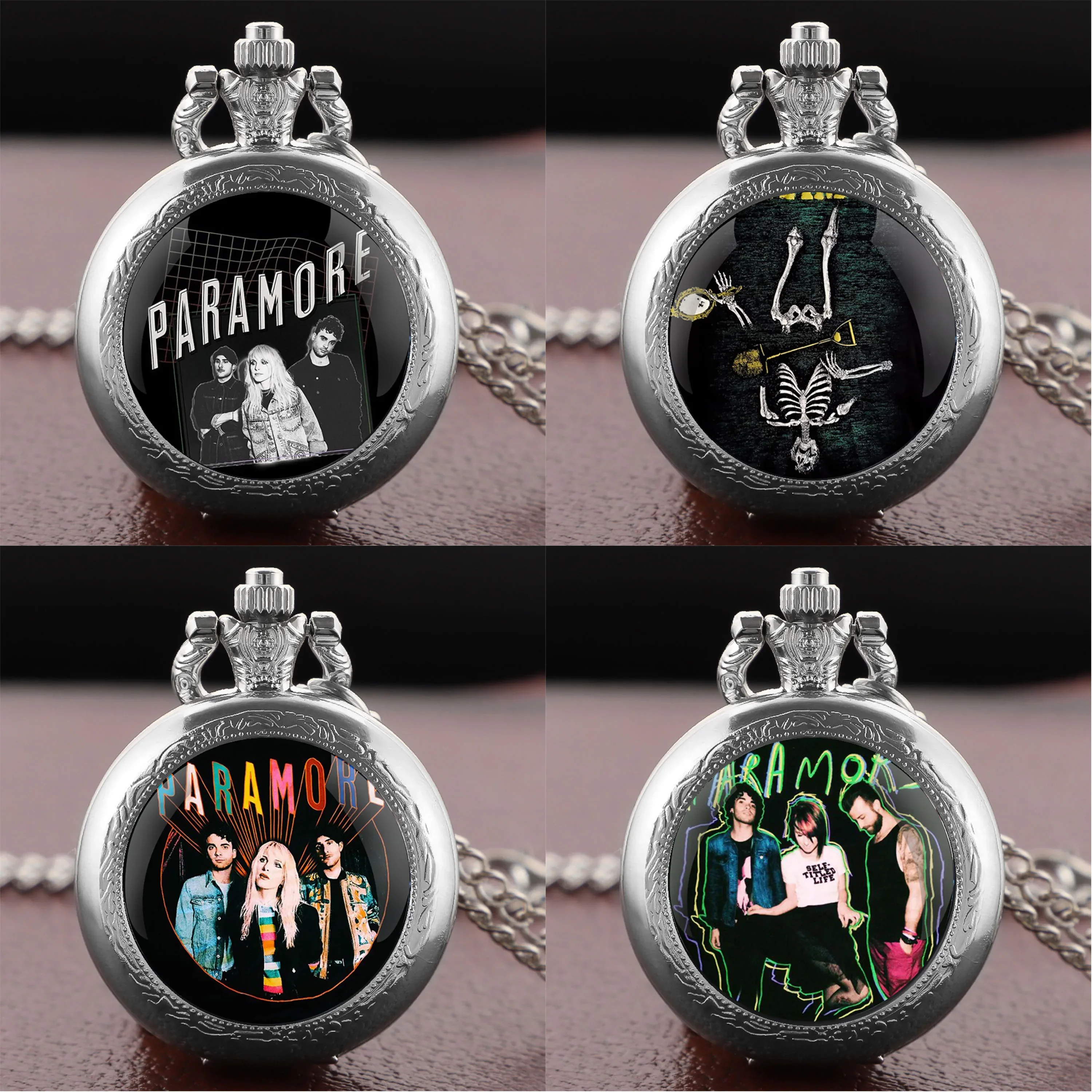 

Ожерелье для кварцевых карманных часов со стеклянным куполом Paramore Band — уникальные ювелирные изделия для часов, подарок для мужчин и женщин, фанатов