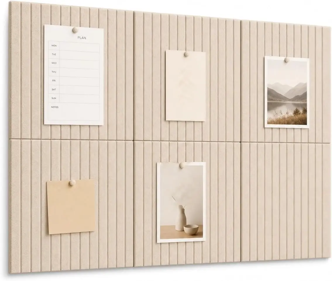 12pcs Large Corcho Pared Acoustic Cork Tiles Wall Panel Soundproof Felt Pin Note Bulletin Board Tiles for Wall Home Decorative view 5