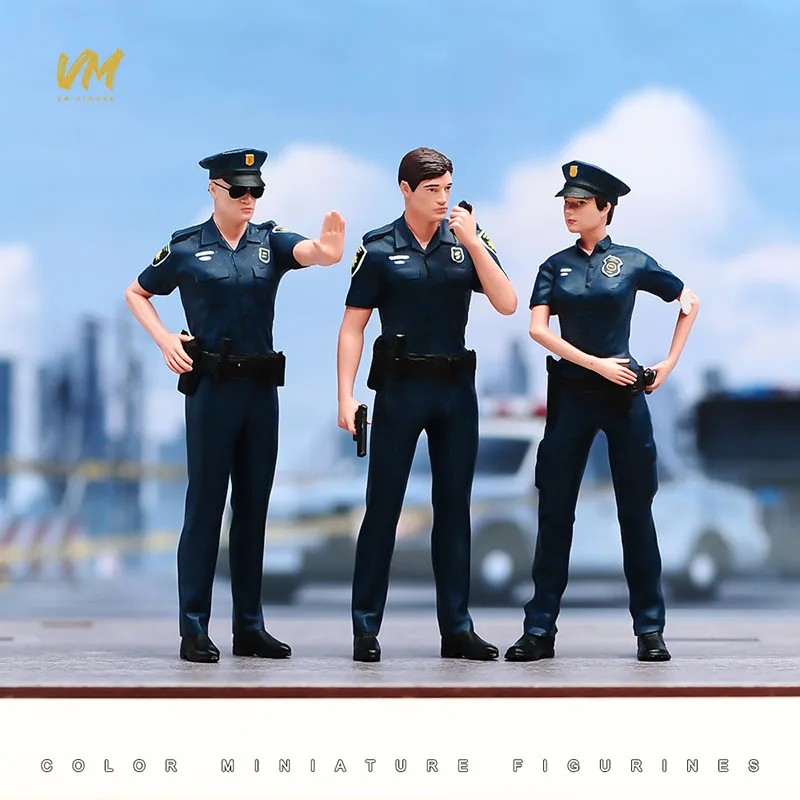 

Раскрашенное лицо в масштабе 1/18, 1/24, мужская и женская фигурка полиции, модель мини-городской уличной сцены, реквизит для фотографий для автомобилей