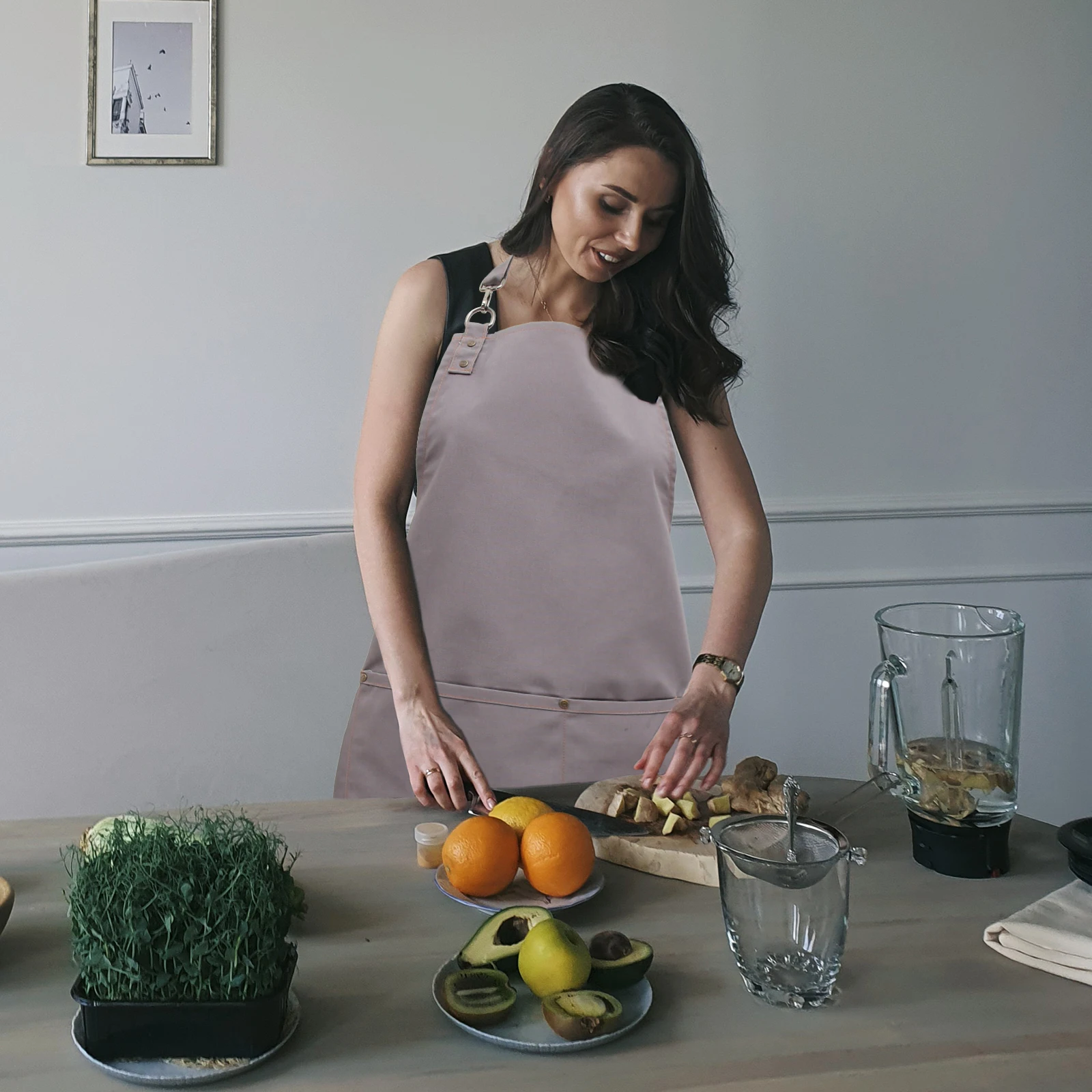 

Dirt proof Apron Kitchen Supply Women Aprons Pockets Baking Cafe Shop Oil proof Professional Gardening Cooking Hairdresser
