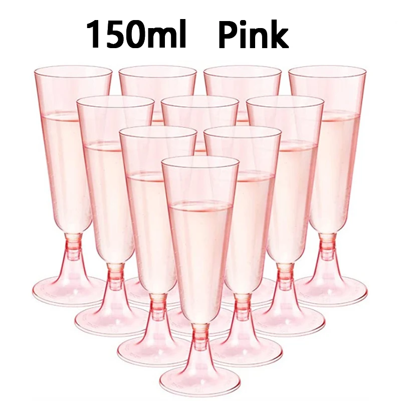 15/25/50 Stuks 150 Ml Wegwerp Champagne Glazen Cocktailglazen Plastic Hoge Bril Martini Bril Voor bruiloften Party