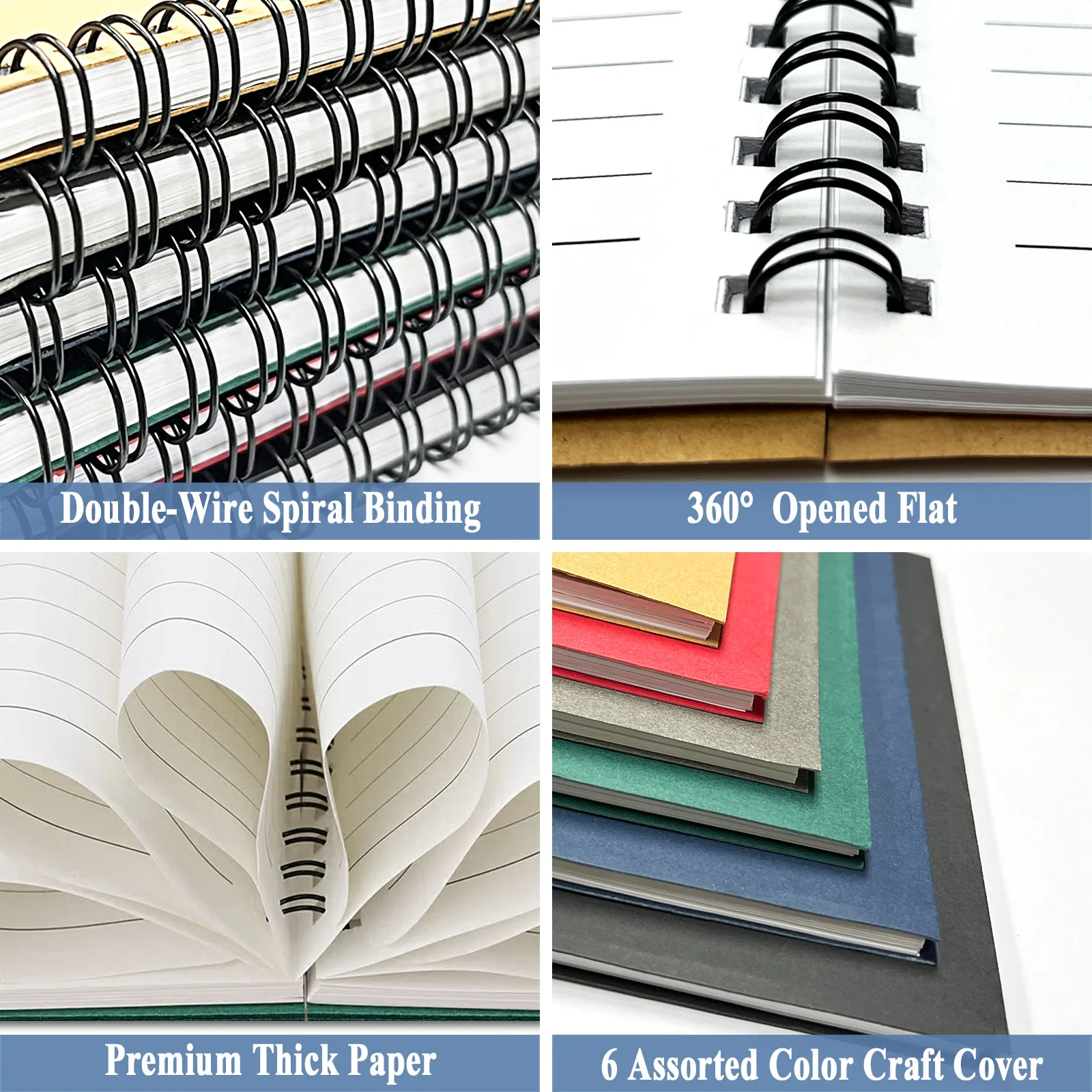 Spiral Notebook A5, 21x14cm 120 Lined Pages Plain 6 Colored Kraft Cover Lined Notebook for School Project Home Writing