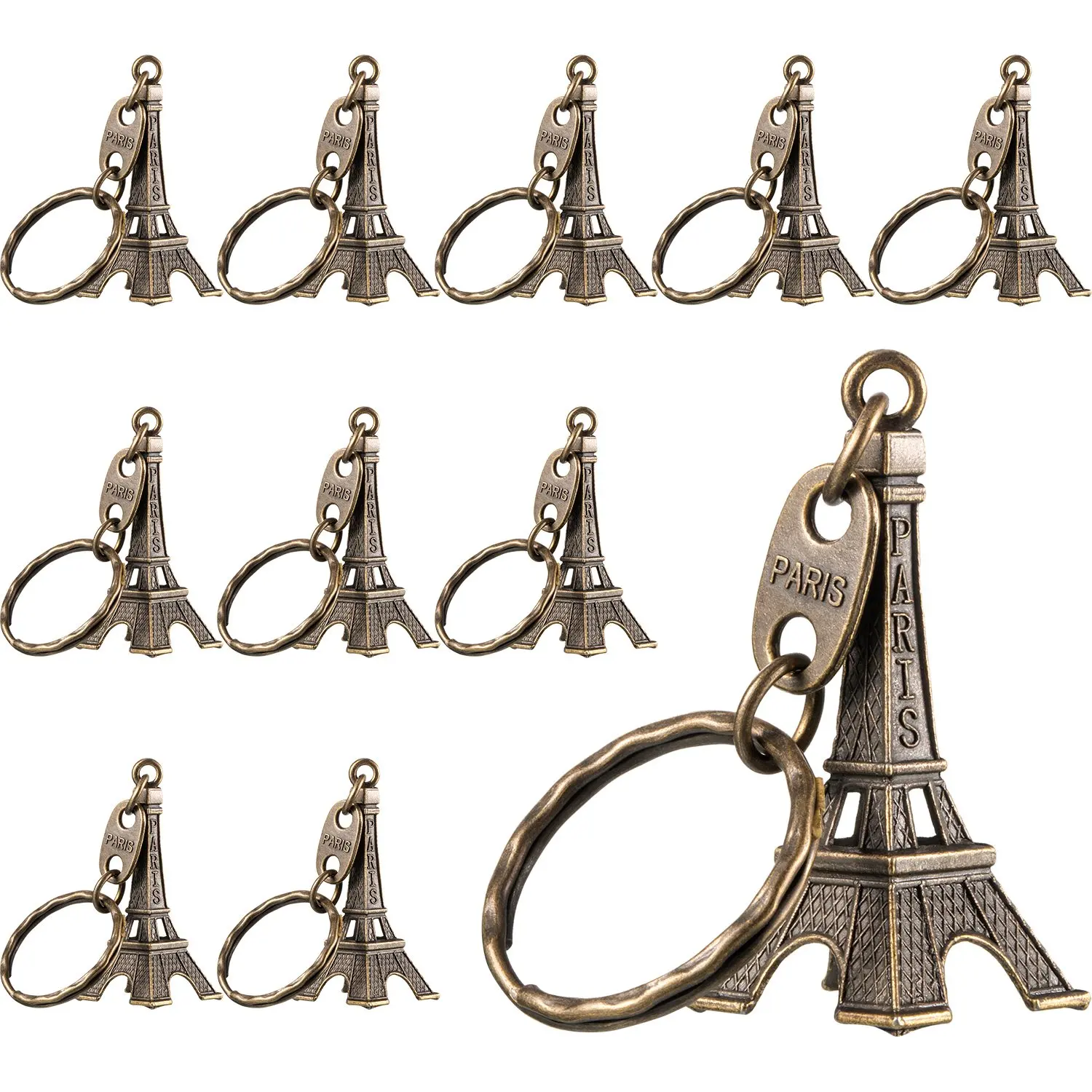 10Pcs Torre Eiffel Tower Bronze Keychain For Keys Souvenirs, Paris Tour Eiffel Keychain Key Chain Key Ring Decoration Key Holder