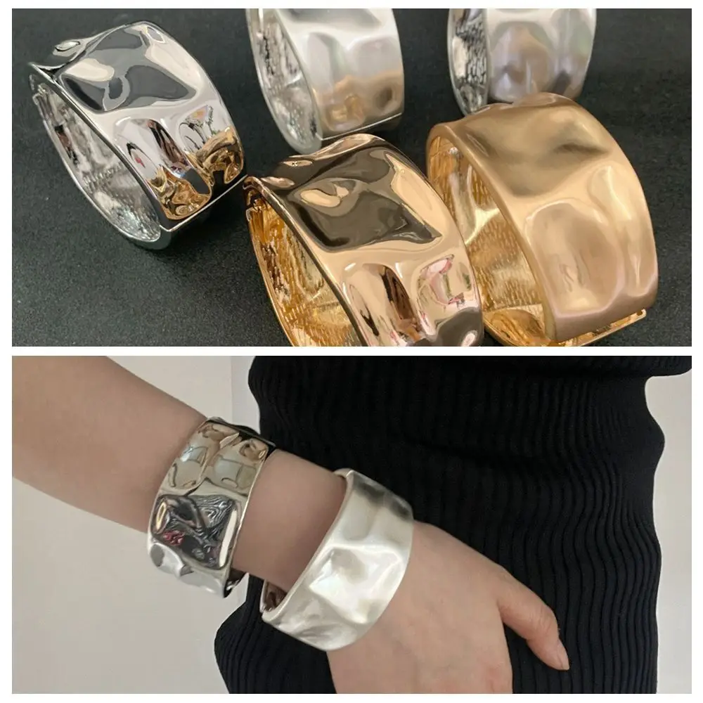 سوار سوار معدني من السبائك الذهبية ، سوار معدني مفصلي ، مجوهرات فاتن ، سوار مكتنز ، لون ذهبي ، إكسسوارات جديدة