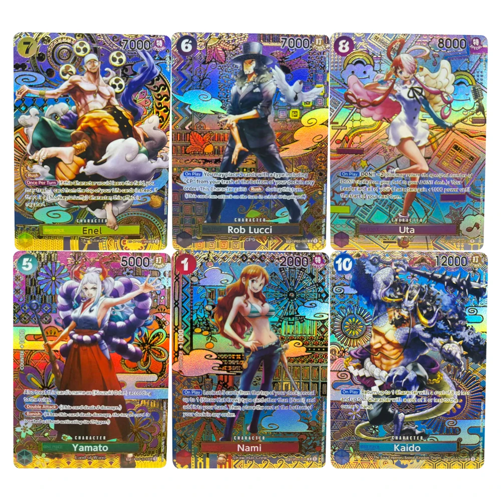 

Набор из 6 шт. коллекционных карточек ONE PIECE (OP05-SP) с Нами, Утой, Ямато, Кайдо, Луччи. Карточки для самостоятельного изготовления, аниме-коллекция, подарок, игрушка.